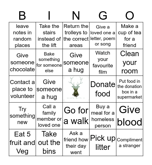 Wellbeing Society Good Deed Bingo  Bingo Card