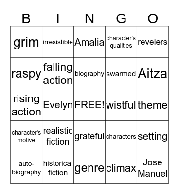 Reading Lesson 1-6 Bingo Card