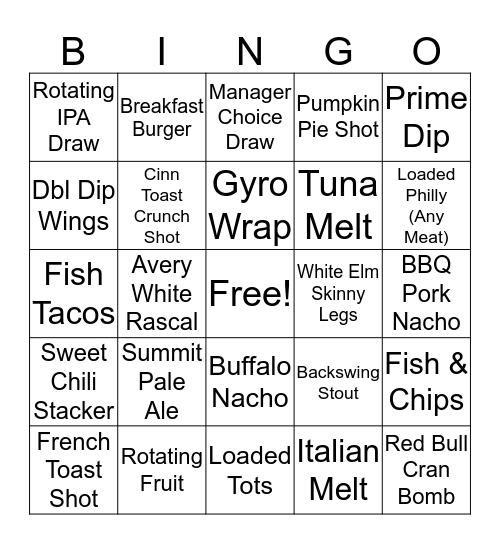 Brew North Team Bingo Card