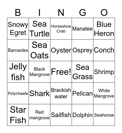 Marsh Madness Bingo Card