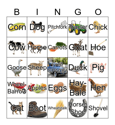 Nouns Around The Farm Bingo Card