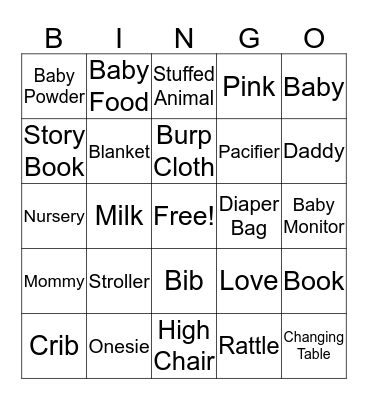 Baby Bingo Card