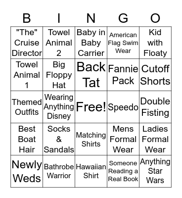 I Spy With My Nauti Eye Bingo Card