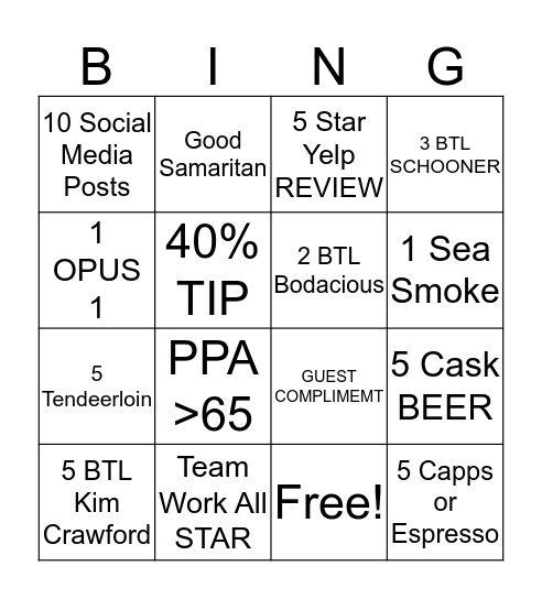 CRISP BINGO Card