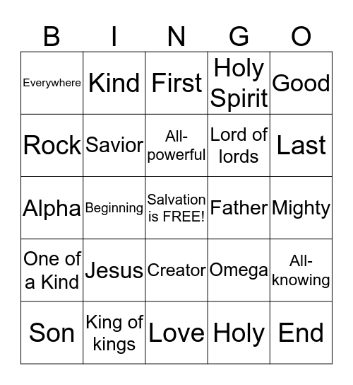 God Is.... Bingo Card