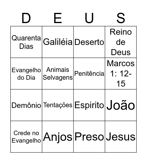 Marcos 1: 12-15 Bingo Card