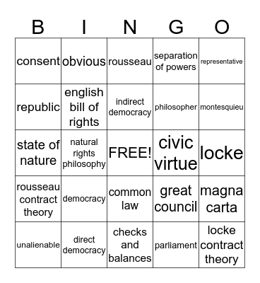 Foundations of Government Bingo Card