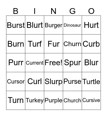 "UR" Bingo Card