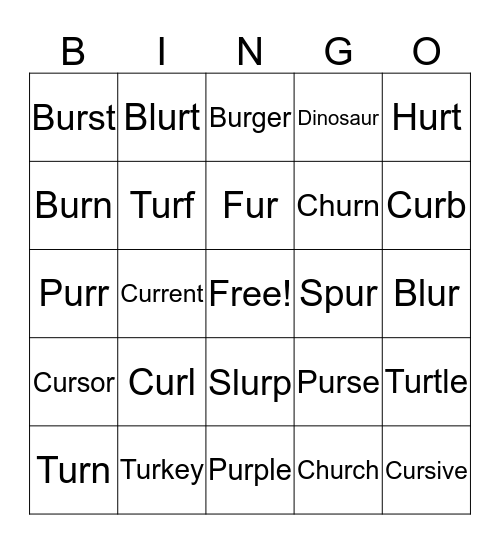 "UR" Bingo Card