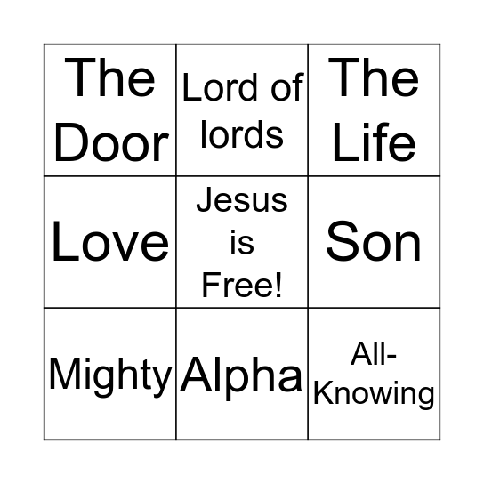 God Is... Bingo Card