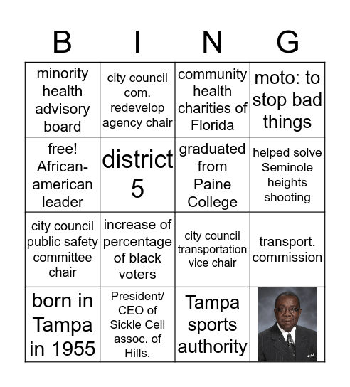 Frank Reddick Bing Bingo Card
