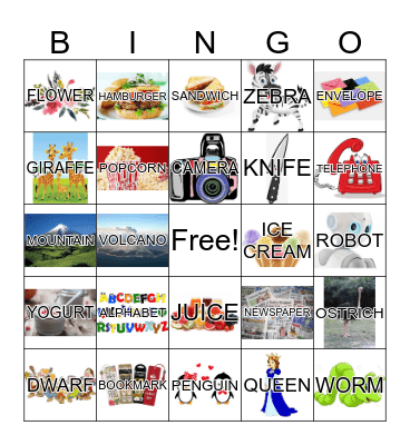 ENGLISH IS FUN Bingo Card