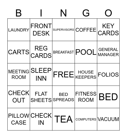 HOTEL/MOTEL Bingo Card