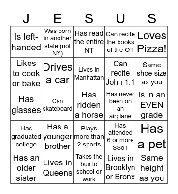 NY YP Conference Bingo Card