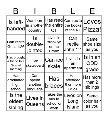 NY YP Conference Bingo Card