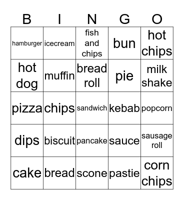 PREPARED FOOD Bingo Card