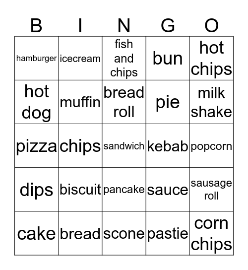 PREPARED FOOD Bingo Card