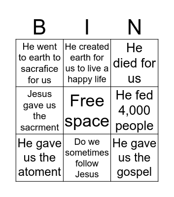 About Jesus Christ Bingo Card