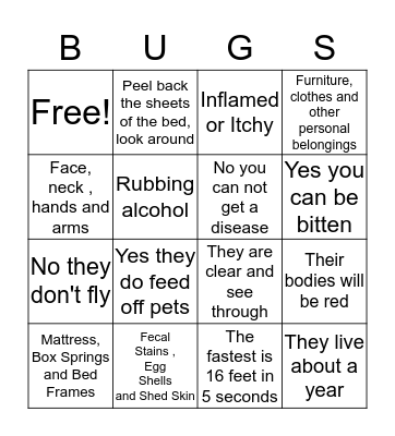 bed bugs Bingo Card