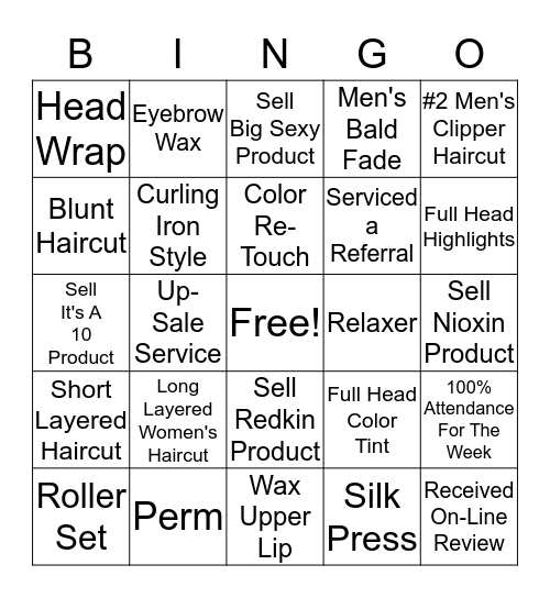 Salon Bingo Card