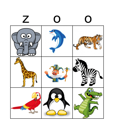 Zootiere Bingo Card