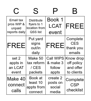CSP BINGO  Bingo Card