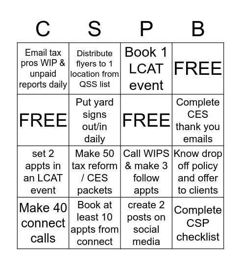 CSP BINGO  Bingo Card