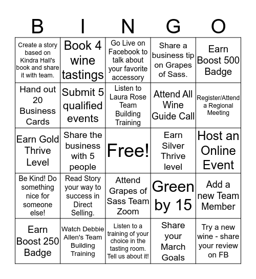 Grapes of Sass Spring into Summer Bingo Challenge Bingo Card