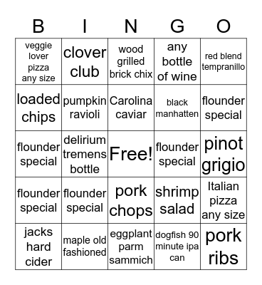 sunday funday bingo Card