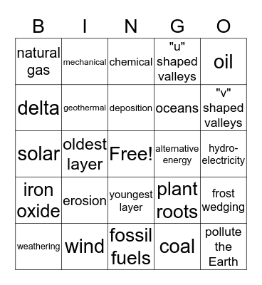 Science Rocks Bingo Card