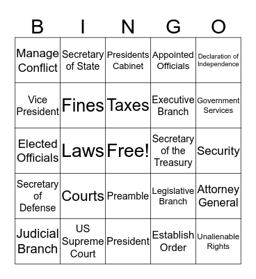 Government and Political Systems Bingo Card