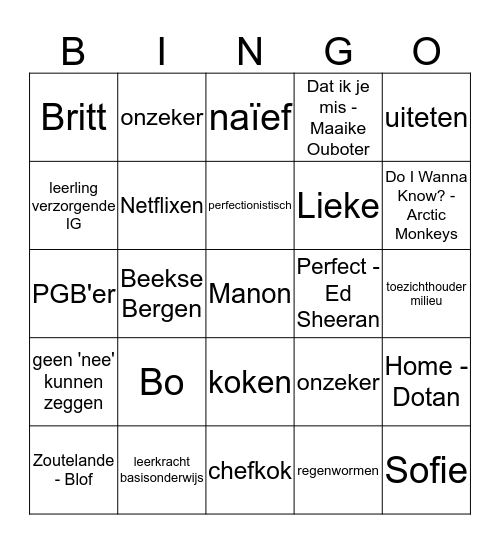 Bingo vriendinnenweekend 2018! Bingo Card
