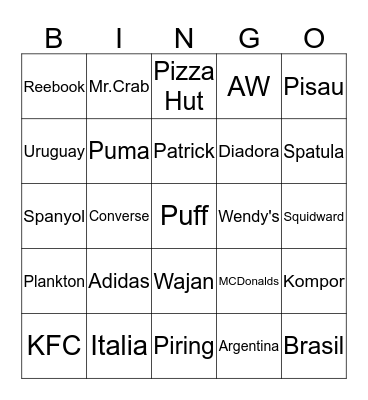 ridiechlas Bingo Card