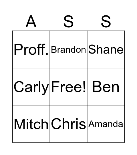 SmartAss Bingo Card
