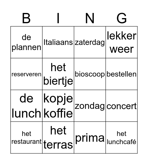Afspraak maken Bingo Card