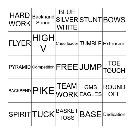 CHEER Bingo Card