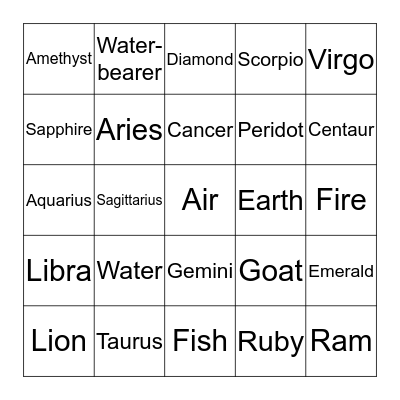 Astrology 101 Bingo Card
