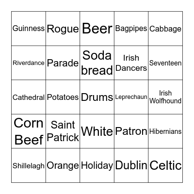 It's St. Patrick's Day!! Bingo Card