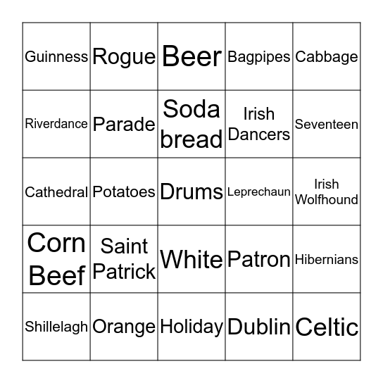 It's St. Patrick's Day!! Bingo Card