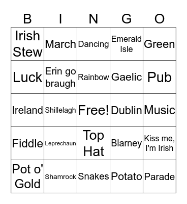 St. Patricks Day BINGO Card