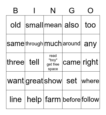 Purple Rainbow Words Bingo Card