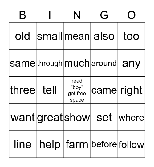 Purple Rainbow Words Bingo Card
