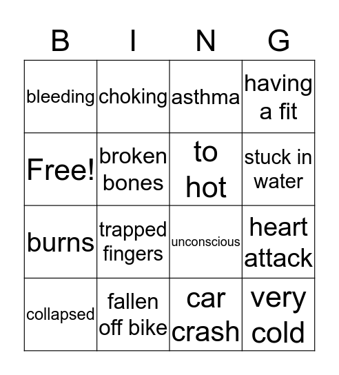 Emergency Bingo Card