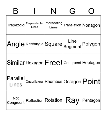 Geometry  Bingo Card