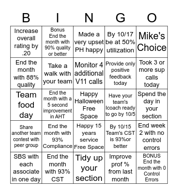 Team Kelly II Bingo Card