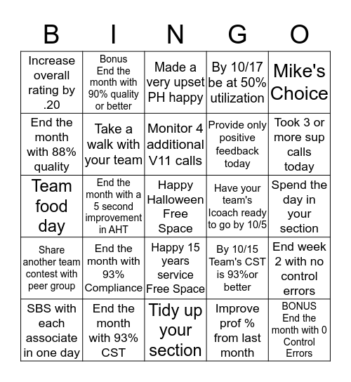 Team Kelly II Bingo Card