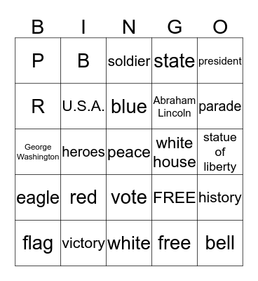 Presidents' Day Bingo! Bingo Card