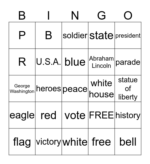 Presidents' Day Bingo! Bingo Card