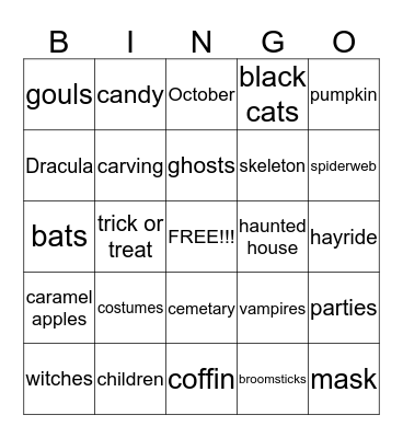 Halloween Bingo Card