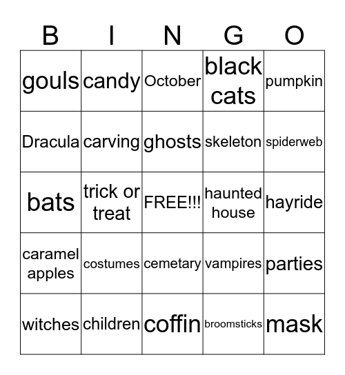 Halloween Bingo Card